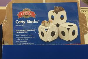 This is the packaging for 'Catty-Stacks' that Meowmuh bought for us.